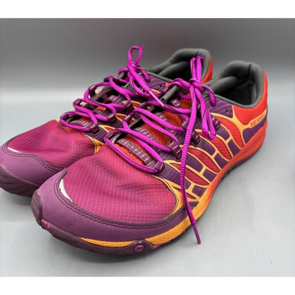 Merrell Shoes Womens 10.5 Allout Fuse Purple Orange Running Trail Athletic - Picture 1 of 8